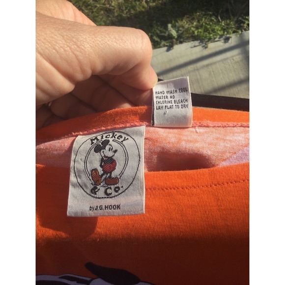 Vtg Mickey & co womens sleeveless shirt L orange red print J.G.Hook Disney - Picture 10 of 12